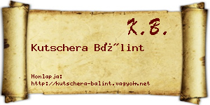 Kutschera Bálint névjegykártya